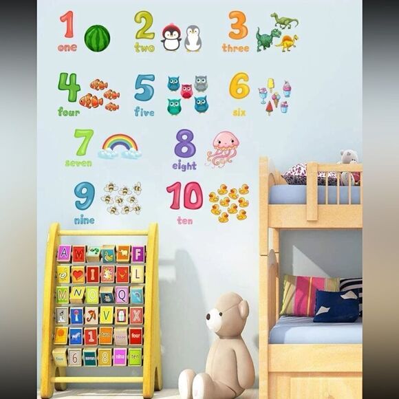 Numbers 1-10 and Animals Wall Decals Decor - Picture 1 of 7